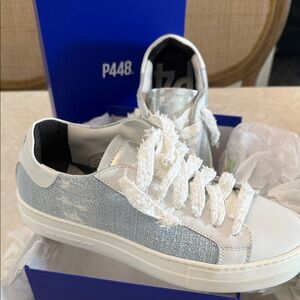 P448 Women's Thea sneakers White and denimTextured Sneakers